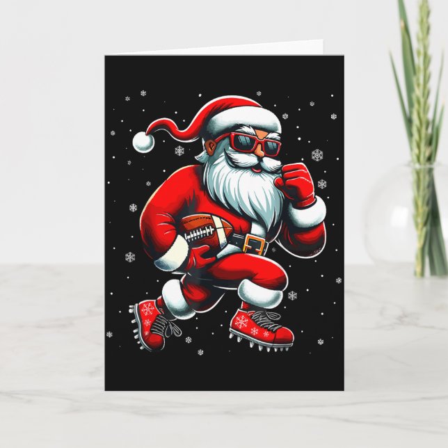 Santa Playing Football Men Boys Christmas Football Kort (Framsida)