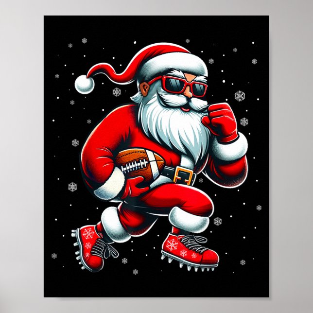 Santa Playing Football Men Boys Christmas Football Poster (Framsidan)