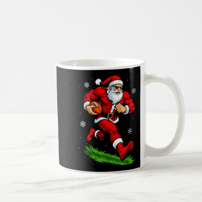 Santa Playing Football Xmas Funny Christmas Footba Kaffemugg (Höger)