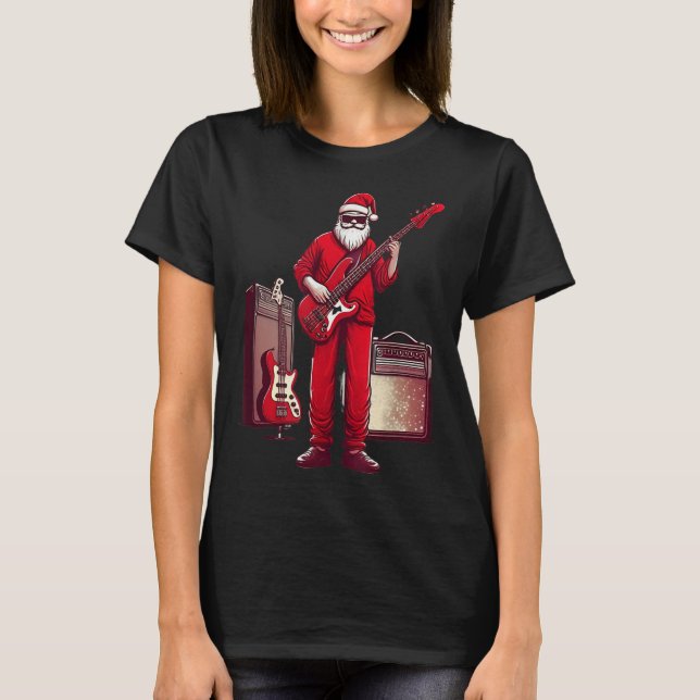 Santa Playing Guitar B Christmas Pajama Musician B T Shirt (Framsida)