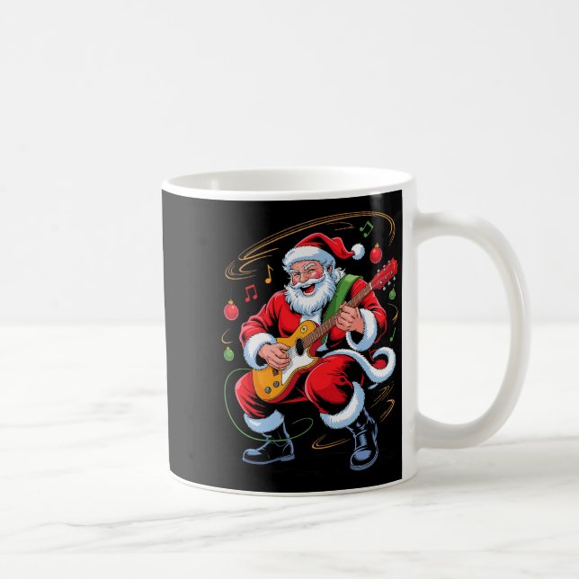 Santa Playing Guitar Funny Holiday Christmas Xmas  Kaffemugg (Höger)
