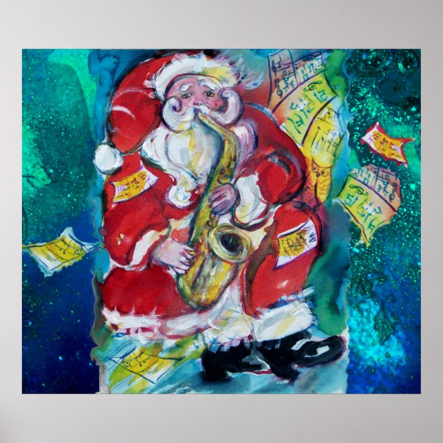 SANTA PLAYING SAX, MUSICAL CHRISTMAS NIGHT PARTY POSTER (Framsidan)