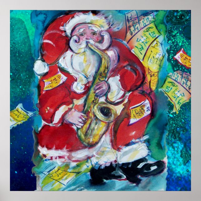 SANTA PLAYING SAX, MUSICAL CHRISTMAS NIGHT PARTY POSTER (Framsidan)
