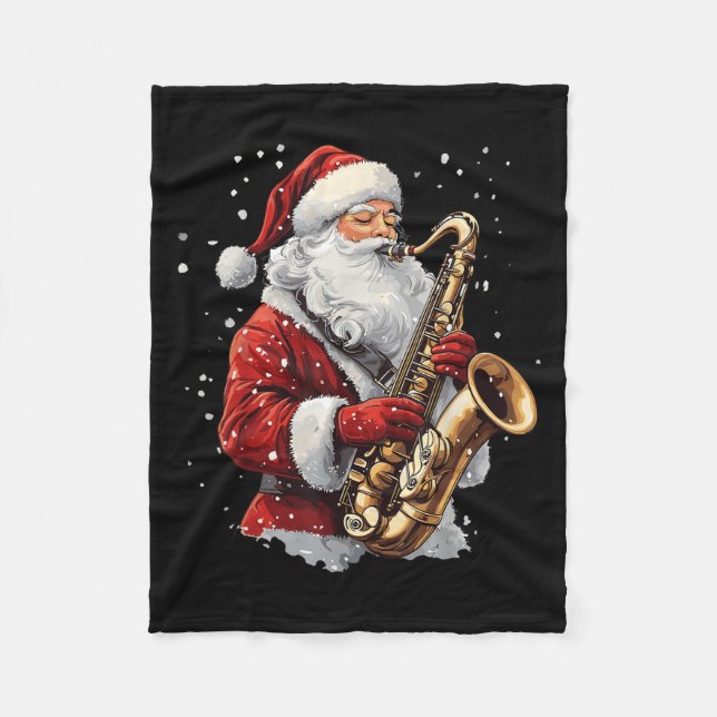 Santa Playing Saxophone Xmas Musician Saxophonist  Fleecefilt (Framsidan)