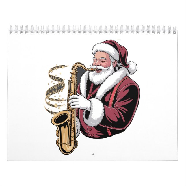 Santa Playing Saxophone Xmas Musician Saxophonist  Kalender (Omslag)