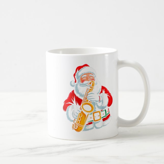 Santa Playing Saxophone Xmas Vibes Funny Christmas Kaffemugg (Höger)