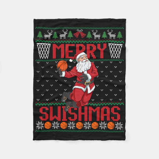 Santa Playing Sketll Ugly Christmas Sweater Swishm Fleecefilt (Framsidan)