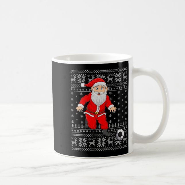 Santa Playing Soccer Football Ugly Christmas Sweat Kaffemugg (Höger)