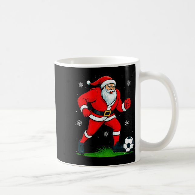 Santa Playing Soccer Xmas Funny Christmas Soccer S Kaffemugg (Höger)