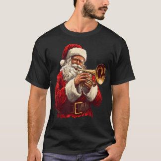 Santa Playing Trumpet Funny Trumpeter Xmas Christm T Shirt