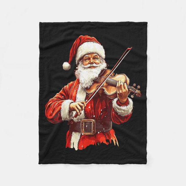 Santa Playing Violin Funny Violin Player Violinist Fleecefilt (Framsidan)