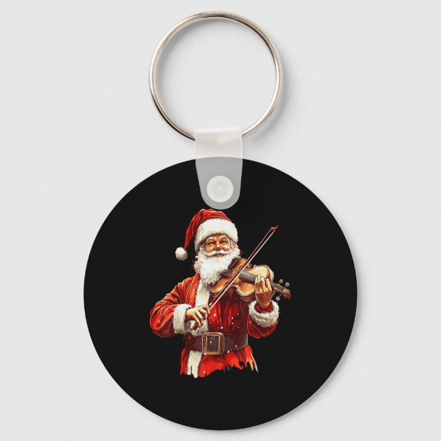 Santa Playing Violin Funny Violin Player Violinist Nyckelring (Framsida)