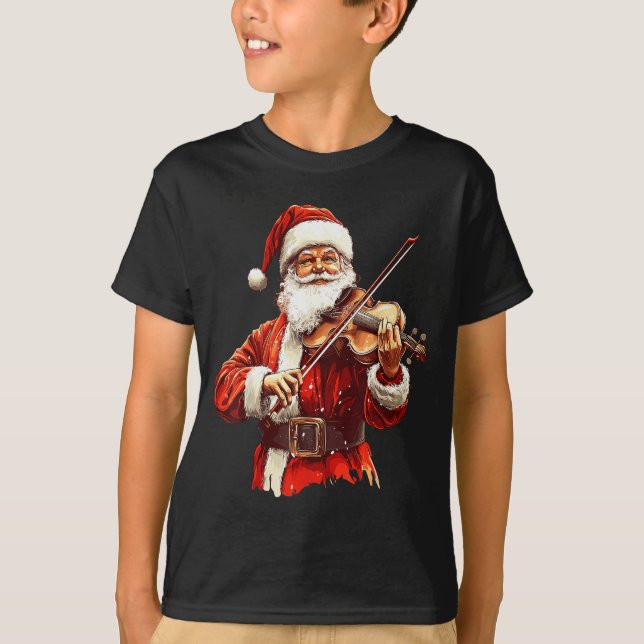 Santa Playing Violin Funny Violin Player Violinist T Shirt (Framsida)