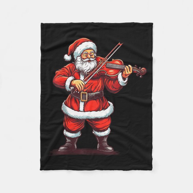 Santa Playing Violin Funny Violinist Violin Player Fleecefilt (Framsidan)