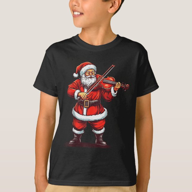 Santa Playing Violin Funny Violinist Violin Player T Shirt (Framsida)