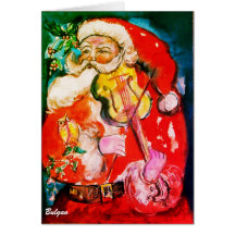 SANTA PLAYING VIOLIN Musical jul Greetings