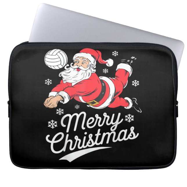 Santa Playing Volleyball Christmas Pajama Cool Spo Laptop Fodral (Framsidan)