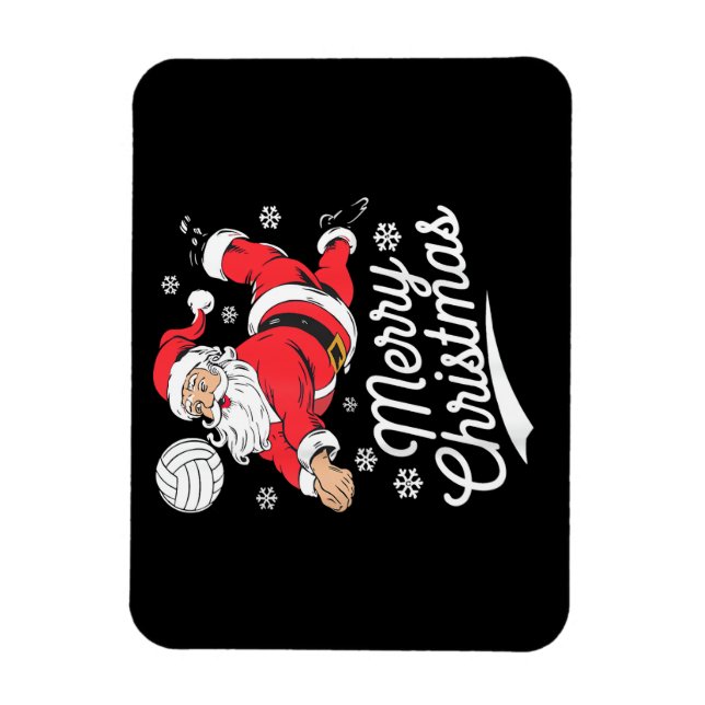 Santa Playing Volleyball Christmas Pajama Cool Spo Magnet (Vertikal)