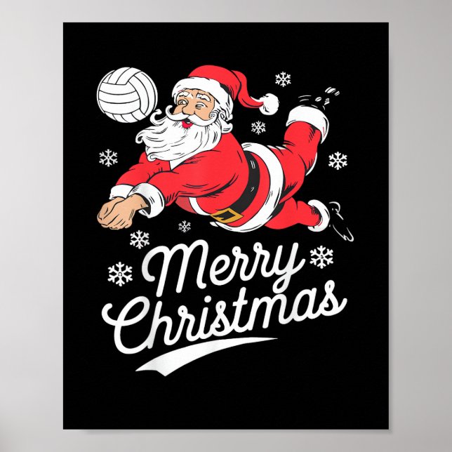 Santa Playing Volleyball Christmas Pajama Cool Spo Poster (Framsidan)