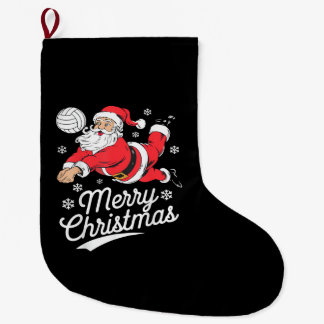 Santa Playing Volleyball Christmas Pajama Cool Spo Stor Julstrumpa