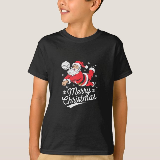 Santa Playing Volleyball Christmas Pajama Cool Spo T Shirt (Framsida)