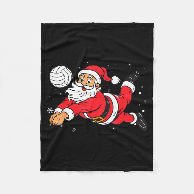 Santa Playing Volleyball Christmas Pajama Cool Srt Fleecefilt (Framsidan)
