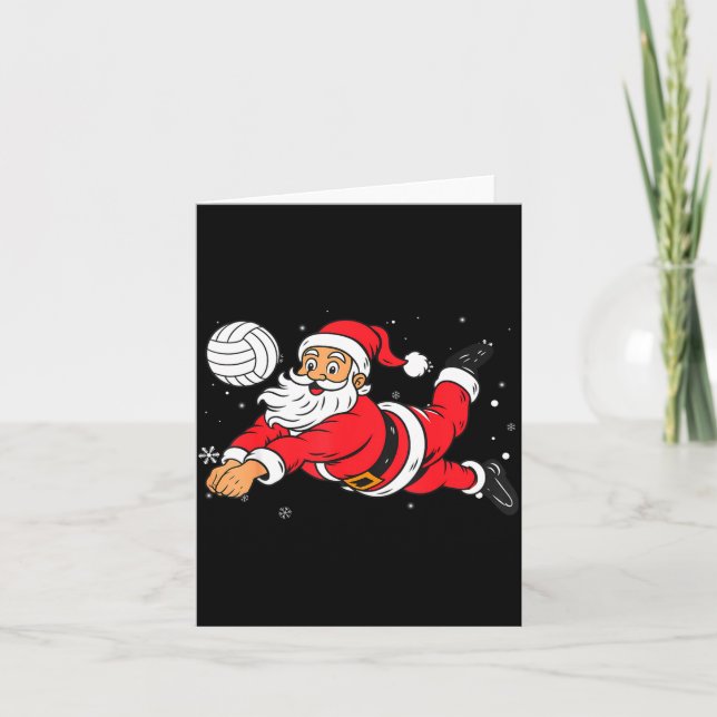 Santa Playing Volleyball Christmas Pajama Cool Srt Kort (Framsida)