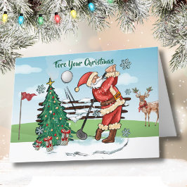 Santa Plays Golf - God jul Kort