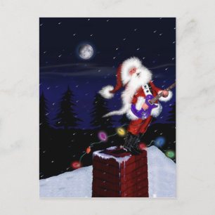 Santa Plays Guitar Helg Vykort