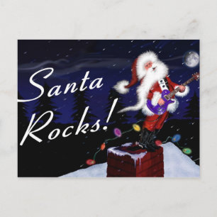 Santa Plays Guitar Helg Vykort