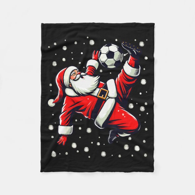 Santa Plays Soccer Bicycle Kick, Christmas Women M Fleecefilt (Framsidan)