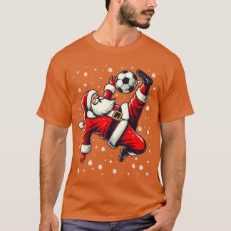 Santa Plays Soccer Bicycle Kick Christmas Women Me T Shirt