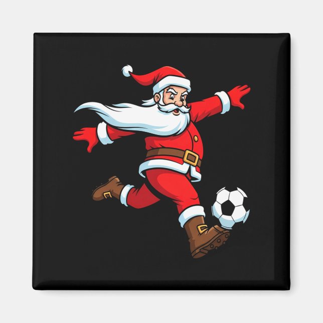 Santa Plays Soccer Christmas Srts Women Men Kids L Magnet (Framsidan)