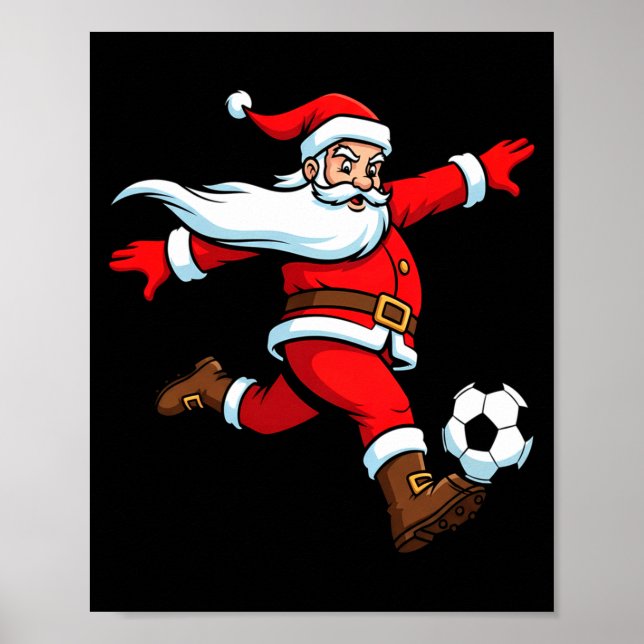 Santa Plays Soccer Christmas Srts Women Men Kids L Poster (Framsidan)