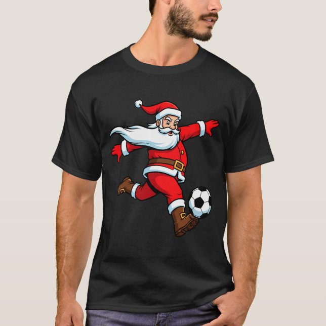 Santa Plays Soccer Christmas Srts Women Men Kids L T Shirt (Framsida)