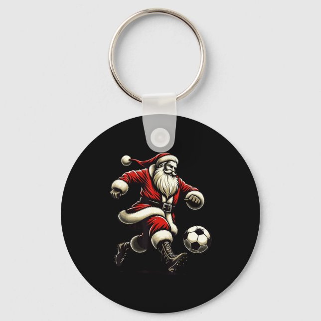 Santa Plays Soccer Srts, Xmas Christmas Women Men  Nyckelring (Framsida)