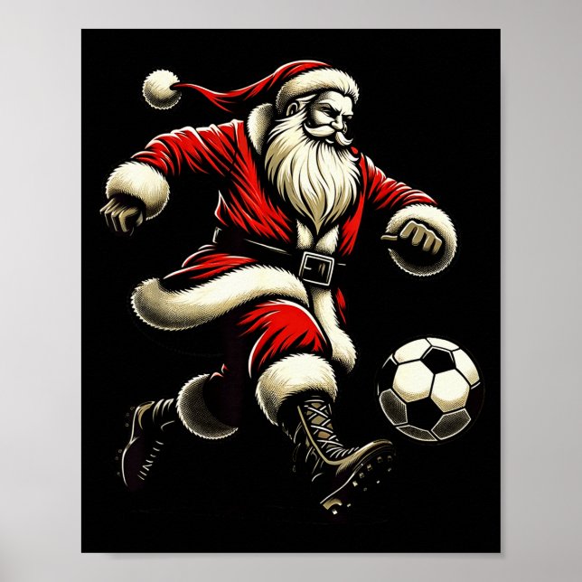 Santa Plays Soccer Srts, Xmas Christmas Women Men  Poster (Framsidan)