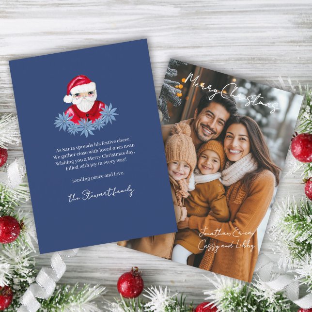 Santa Poinsettia jul Dikt 1 Foto Minimal Julkort (Skapare uppladdad)