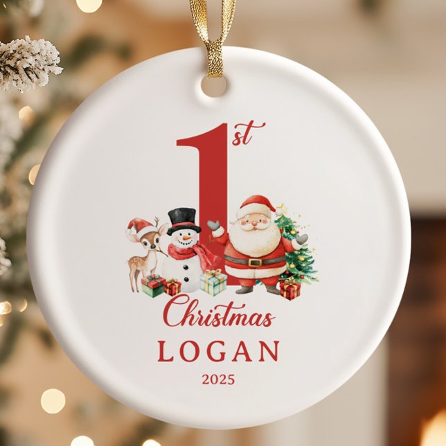 Santa Pojke Första jul Julgransprydnad Keramik (Skapare uppladdad)