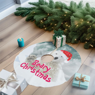 Santa Polar Bear Beary Julgran Skirt Julgransmatta Borstad Polyester