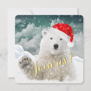 Santa Polar Bear Inbjudningskort för Helgdag