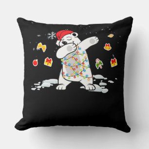 Santa Polar Bear-jul Ljus Bear Älskare Kudde