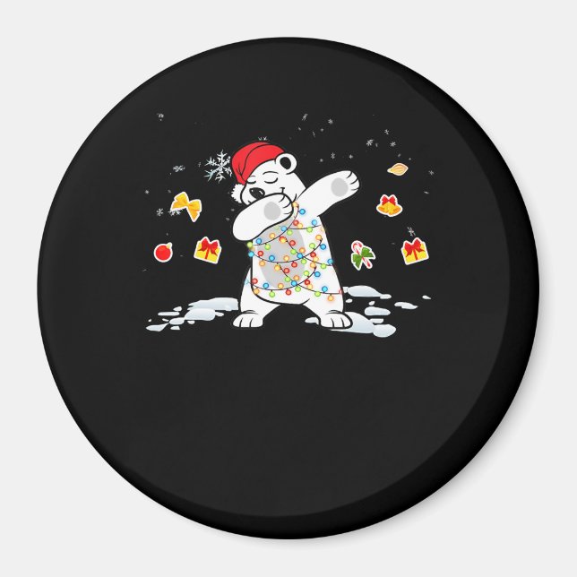 Santa Polar Bear-jul Ljus Bear Älskare Magnet (Framsidan)