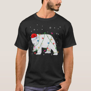 Santa Polar Bear Julgran Ljus Bear Älskare T Shirt