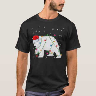 Santa Polar Bear Julgran Ljus Bear Älskare T Shirt