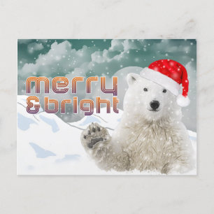 Santa Polar Bear Julvykort Helg Vykort
