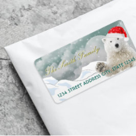 Santa Polar Bear | Returetiketter för Anpassningsb Adressetikett