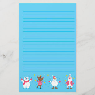 Santa Polar Bear Snögubbe Reindeer Stationery Brevpapper