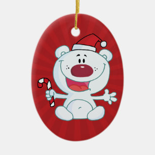 Santa polar björn julgransprydnad keramik
