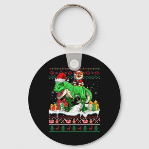 Santa Pommern Riding T-rex-julsötare Lo Nyckelring